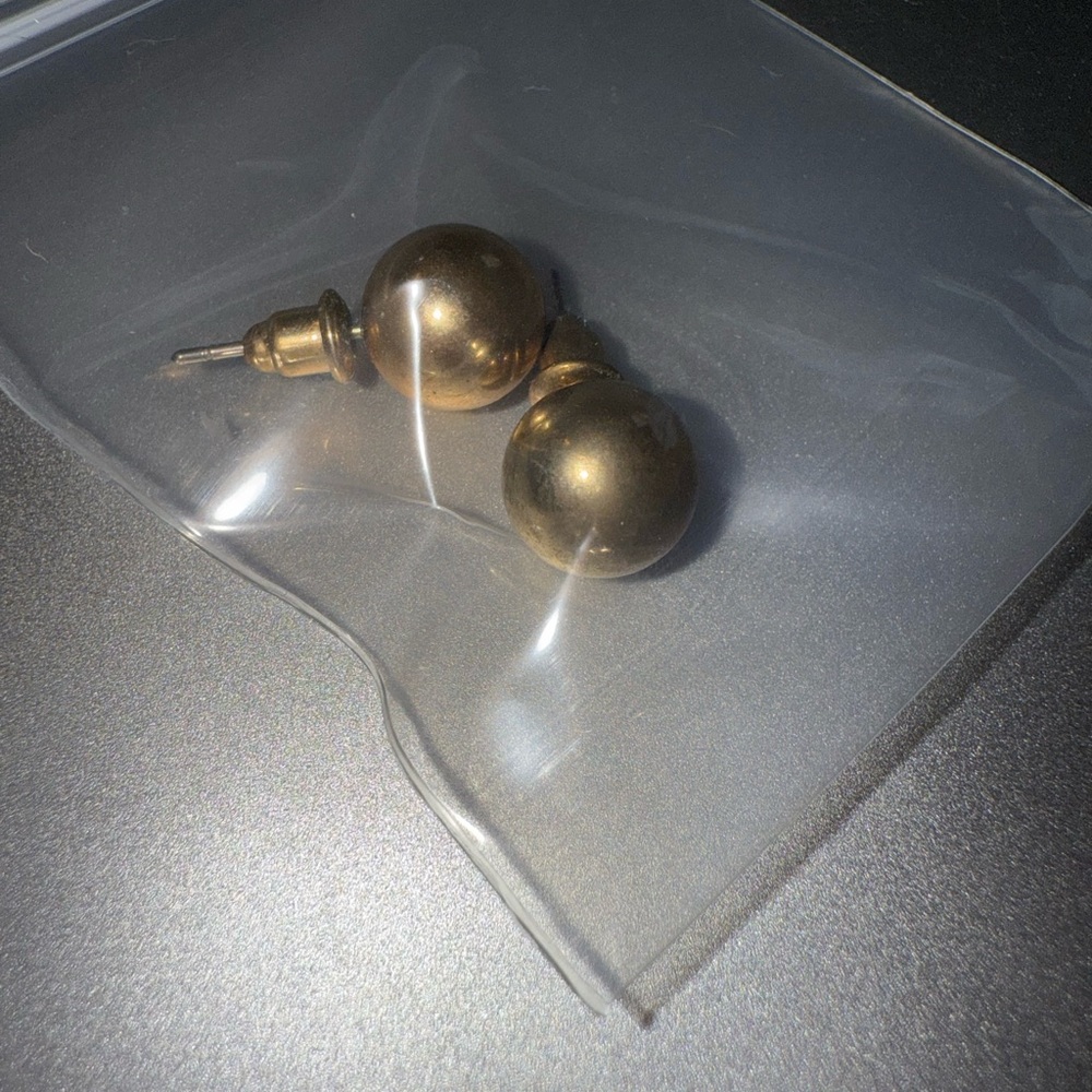 Gold Double Ball Earrings